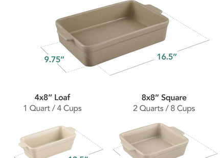 Best Choice Products 3-Piece Ceramic Casserole Baking Dish Set Mushroom