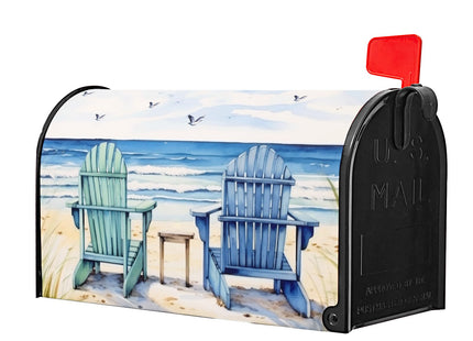 Summer Beach Life Nautical Coastal Theme Mailbox Covers - Magnetic, Standard Size 21x18 Inch, Blue Ocean Seagull, Waterproof, Garden Yard Outdoor Decor