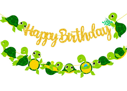 Sea Turtle Birthday Party Banner Baby Turtle Birthday Party Decorations 2Pcs Turtle Cutout Banners Ocean Sea Turtle Party Decoration for Under The Sea Baby Shower Supplies