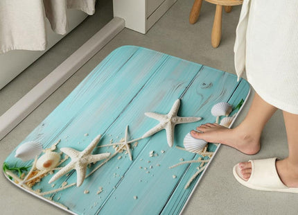 Final Friday Modern Beach Ocean Coastal Bath Rugs Non Slip Shower Mat Bathroom Decor Door Rug (16x24 inches, Seashell Blue)