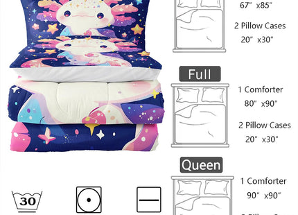 Nttopship Whale Comforter Bedding Set with 2 Pillowcase Queen Size Ocean Comforter Set for Kids Boys Girls Bedroom Decor