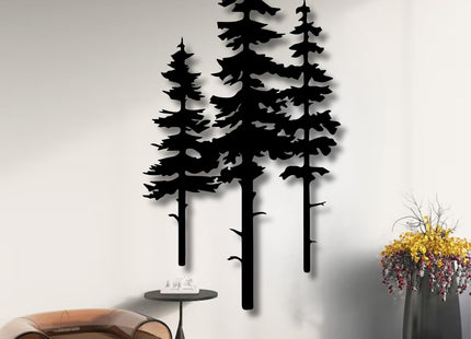 rumloch Metal Pine Tree Wall Art, Pine Tree Decor, Nature Forest Metal Decor, Tree Wall Art, Wall Decorations for Living Room, Bed Room, Dning Room, Nature Lover Gift (Black,18"×10")
