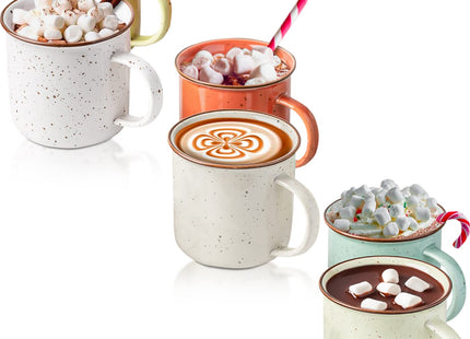 Comfify Speckled Campfire Mugs – Set of 6 – 14 oz – Multicolor