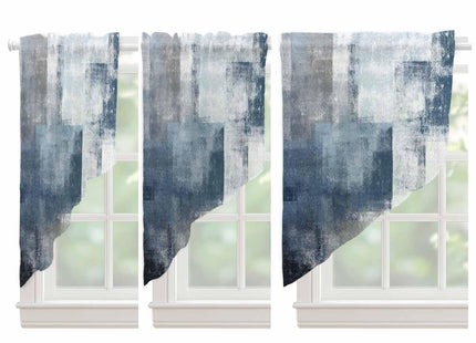 Blue Coastal Coral Swag Curtain Valance for Kitchen Window,Nautical Marine Life Voile Sheer Tier Curtains,Farmhouse Ocean Beach Rod Pocket Short Swag Topper for Small Windows Cafe 28"x36" 2 Panels