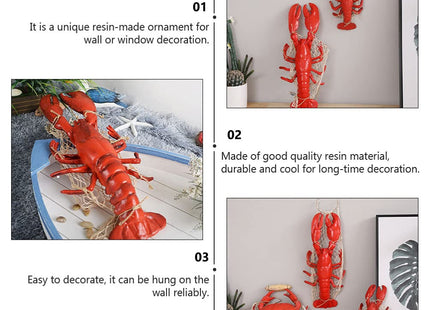 BESPORTBLE Lobster Crawfish Decorations Red Lobster Nautical Wall Sculpture Resin Wall Hanging Decoration Pendant Art Decor