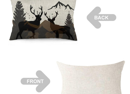 ITFRO Decorative Throw Pillow Covers Linen 12x20 inch Deer Pine Tree