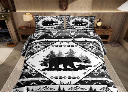 Feelyou Bear Comforter Set All Season Cabin Bear Animals Bedding Set with 2