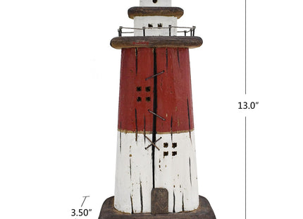 Aecipl Nautical Decor Wooden Lighthouse Beach Themed Coastal Ocean Figurine