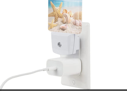 Oeaskly Starfish and Seashells Beach Night Light,Night Lights Plug into Wall for Boys Girls, Led Lights Indoor Home Decor 0.5W Nightlight Sleep Friendly