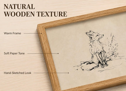 guajunsanh Framed Fox Sketch Wall Art, Vintage Fox Drawing Canvas Print