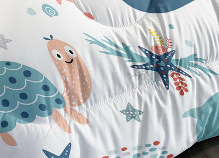 XYNHML Kids Turtle Comforter Set Full Beach Theme Dolphin Starfish Seaweed Bedding Set Sea Animal Octopus Reptile Bed Set with 2 Pillowcases for Boys Girls Room Decor