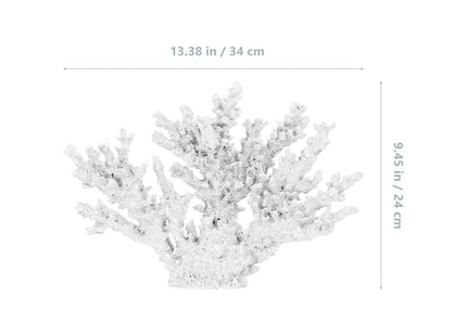 STOBAZA Coral Resin Sculpture 13.4 Inch Faux White Coral Ornament Coastal Tabletop Decor for Living Room Office Accent