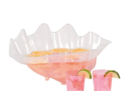 Fun Express Large Serving Bowl 18-Inch Clear Plastic Seashell Punch Bowl for Parties - Decorative Shell Bowl Beach Theme Events, Luau Celebrations & Outdoor Entertaining | Food-Safe Acrylic Design
