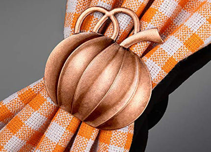 Patelai 6 Pieces Fall Pumpkin Napkin Rings Thanksgiving, Bronze