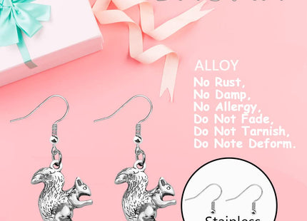 BAUNA Cute Animal Earrings Moose Squirrel Earrings Zebra Koala Jewelry for Women Deer Antler Pendant Giraffe Gifts (Squirrel)