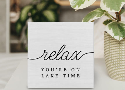 Country Lake Wood Box Sign Decor Desk Sign Lake House Relax Quote Wooden Box Block Sign Summer Rustic Home Shelf Wall Decoration