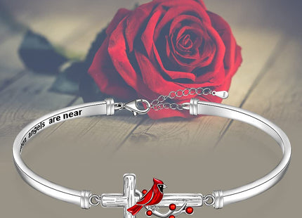 Cardinal Cross Gifts Bracelets for Women Sterling Silver Cardinal Bracelet