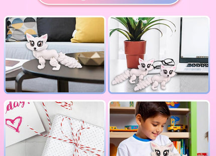 3D Printed Fox, Articulated Animal Fidget Toy, Cute Movable Fox (Small)