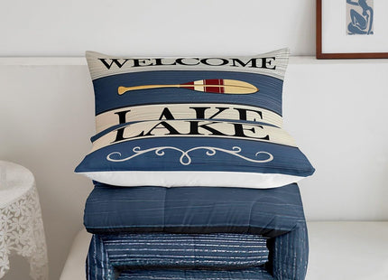 jejeloiu Lake House Paddle Relax Comforter Set Twin Size Kids Boys