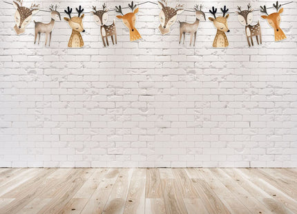 Deer Birthday Banner – Boho Scandinavian Deer Garland for Baby Shower, Nordic Animals Party Supplies, Rustic Woodland Birthday Decorations