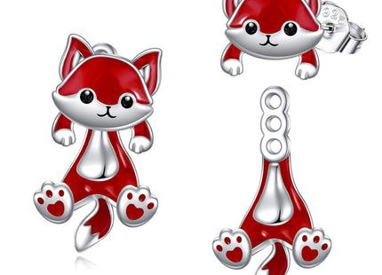 VONALA Sterling Silver Fox Stud Earrings - Fox Lover Gifts for Christmas