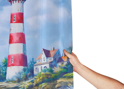 jamie world Coastal Nautical Shower Curtain Lighthouse Ocean Shower Curtains Beach Seasides Shower Curtain Quick-Drying Polyester Fabric Bathroom Decor with Plastic Hooks 60x72 Inches