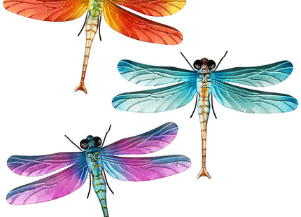 Songjum 3 PCS Metal Dragonfly Wall Decor with Legs Metal Dragonfly Wall Art for Home Bedroom Garden Indoor and Outdoor Decorations