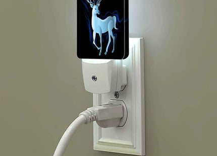 Jopowide Blue Deer Night Light, Northern Lights Night Lights Plug into Wall Decor for Bedroom, Bathroom, Hallway, Kitchen, Dusk to Dawn Sensor Nightlights for Women Men Room Gifts