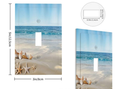 Wpshijia Light Switch Cover Plate Summer Beach Starfish Shells 1 Gang Switch Plate Covers Single Toggle Wall Plates Decorative Electrical Faceplate for Bathroom Home Decor