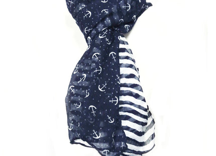 Wrapables® Stripes and Anchor Nautical Marine Scarf 72" X 42"