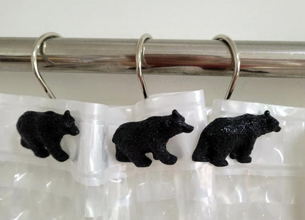 Twofishes Black Bear Lodge Shower Curtain Hooks Set of 12 Black Bear Lodge Shower Curtain Rins Set of 12