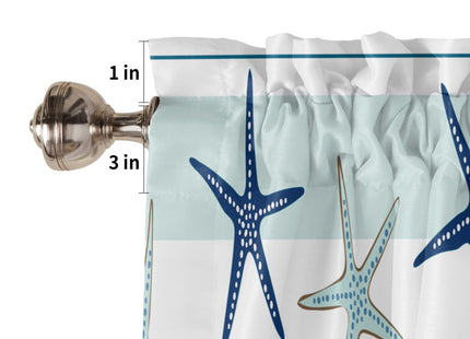 Summer Coastal Starfish Curtain Valances for Kitchen Windows Blue Valance