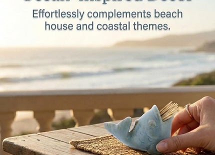 The Bridge Collection Whimsical Fish Toothpick Holder - Blue Coastal Charm