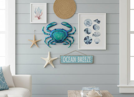 Comfy Hour 12" Blue Metal Crab Wall Decor, Nautical Ocean Theme Sculpture, Decorative Coastal Art for Beach House Patio & Bathroom, Artisan Crafted Iron Sea Animal, 1 Unit