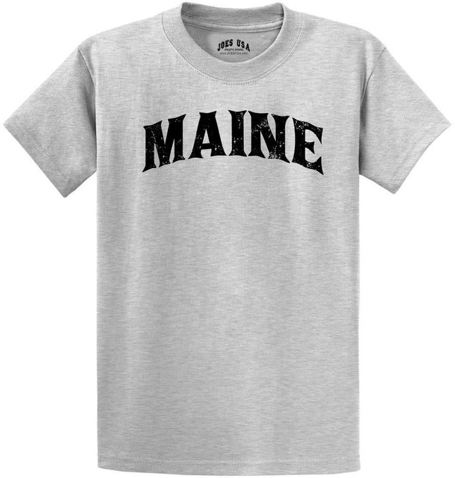 Joe's USA Vintage States T-Shirts-Regular Big and Tall-2XL-Ash-Maine