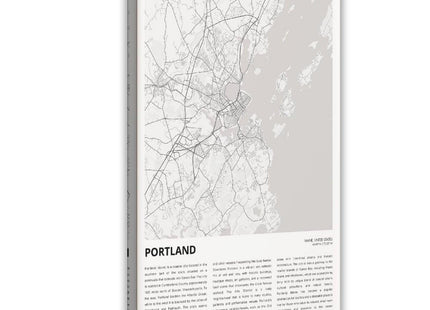 ghNDJdk Portland Map, Travel Maine, Housewarming Gift Canvas Poster Bedroom Sports Landscape Office Room Decor Gift StyleFrame 12x18inch