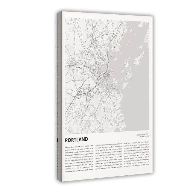 ghNDJdk Portland Map, Travel Maine, Housewarming Gift Canvas Poster Bedroom Sports Landscape Office Room Decor Gift StyleFrame 12x18inch