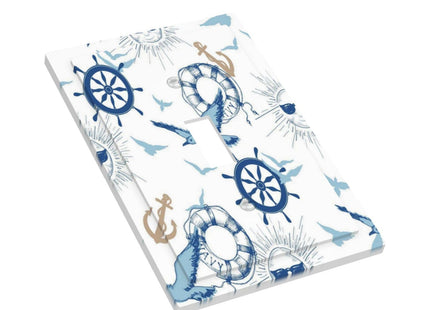 Rougui Light Switch Covers 1 Toggle Nautical Seabirds Hoods Anchor Abstract Sun Single Toggle Wall Plate Decorative Switchcover Electrical Switchplate For Country Bathroom Bedroom Decor