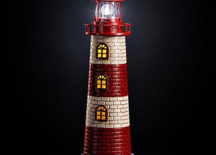 Zeanlant Solar Garden Statue, 23 Inch Solar Outdoor Lighthouse Decor with 360 Degree Rotating Beacon, Warm Window Glow, IP65 Weather Resistant Yard Light for Patio Porch Lawn, Garden Lovers Gift