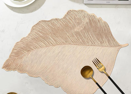 6 PCS Gold Leaf Vinyl Placemats, Nordic Light Luxury Maple Leaf Table Mats