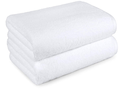 Amazon Basics 2-Piece Quick-Dry Oversize Bath Towel, 100% Cotton, 54" x 30", White