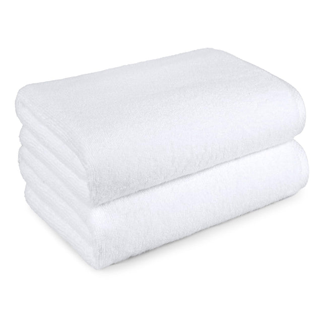 Amazon Basics 2-Piece Quick-Dry Oversize Bath Towel, 100% Cotton, 62" x 30", White