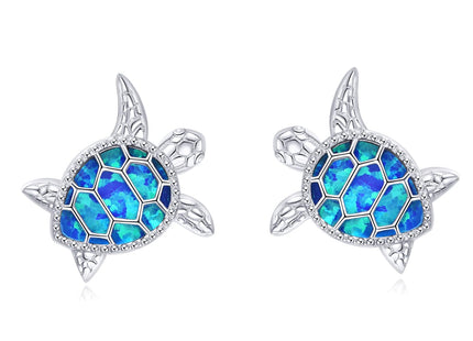 JBAERD Sea Turtle Stud Earrings - Opal Turtle Jewelry Gifts for Women