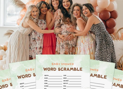 GardenCity Baby Shower Word Scramble Game Cards, Woodland Baby Shower Games for Boy or Girl, 50 Pack, Woodland