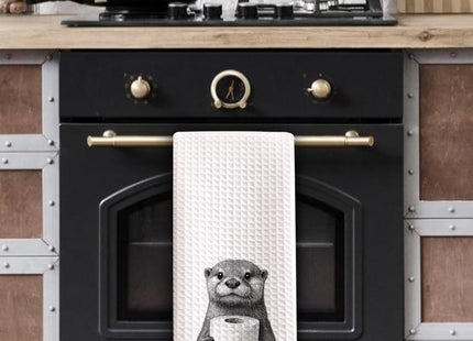 Shescrzionu 1 PCS Funny Cute Otter Hand Towels, Fun Otter Gifts for Women, Animal Decorative Kitchen Towels for Kids' Bathroom,Pet Owners Housewarming - C02