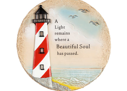 Evergreen LED Outdoor Safe Memorial Stone | Lighthouse Coastal Beautiful Soul | 10 Inches Wide | Remembrance Décor for Homes, Lawn and Garden | Waterproof Battery Operated | Outside or Indoor