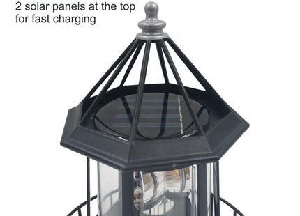 PXRJE Solar Lighthouse，LED Solar Powered Lighthouse, 360 Degree Rotating Lamp,Solar Powered Waterproof Lawn Lights,IP65 Waterproof LED Solar Lighthouse Garden Yard Outdoor Decor(Black)