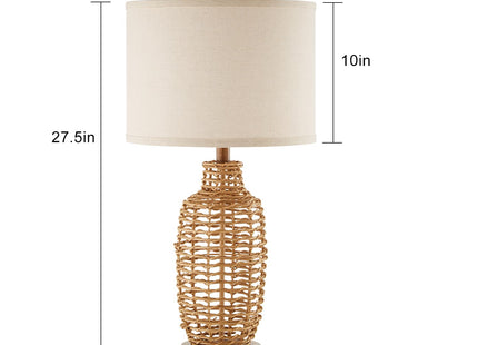 YIMNOVP Rattan Table Lamps Set of 2 Wicker Lamps 3 Way Dimmable Touch Control Farmhouse Rustic Coastal Lamps with USB Port for Bedroom Living Room Office (LED Bulbs Included)