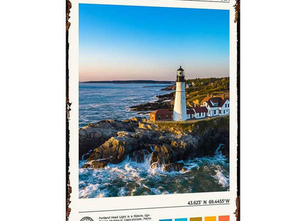 Maine Lighthouse Coastal Landscape Travel Aluminum Metal Sign 8 x 12 Inch