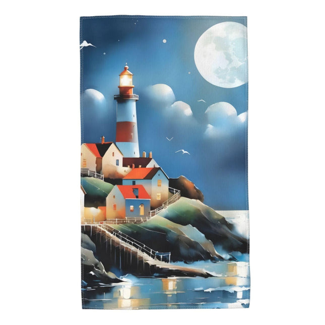 Mount Hour Lighthouse Scenery Sea Wave White Cloud Hand Towels Beautiful Face Towel Soft Guest Towel Portable Kitchen Tea Dish Towels Washcloths Bathroom Decor Housewarming Gifts 15.7" X 27.5"